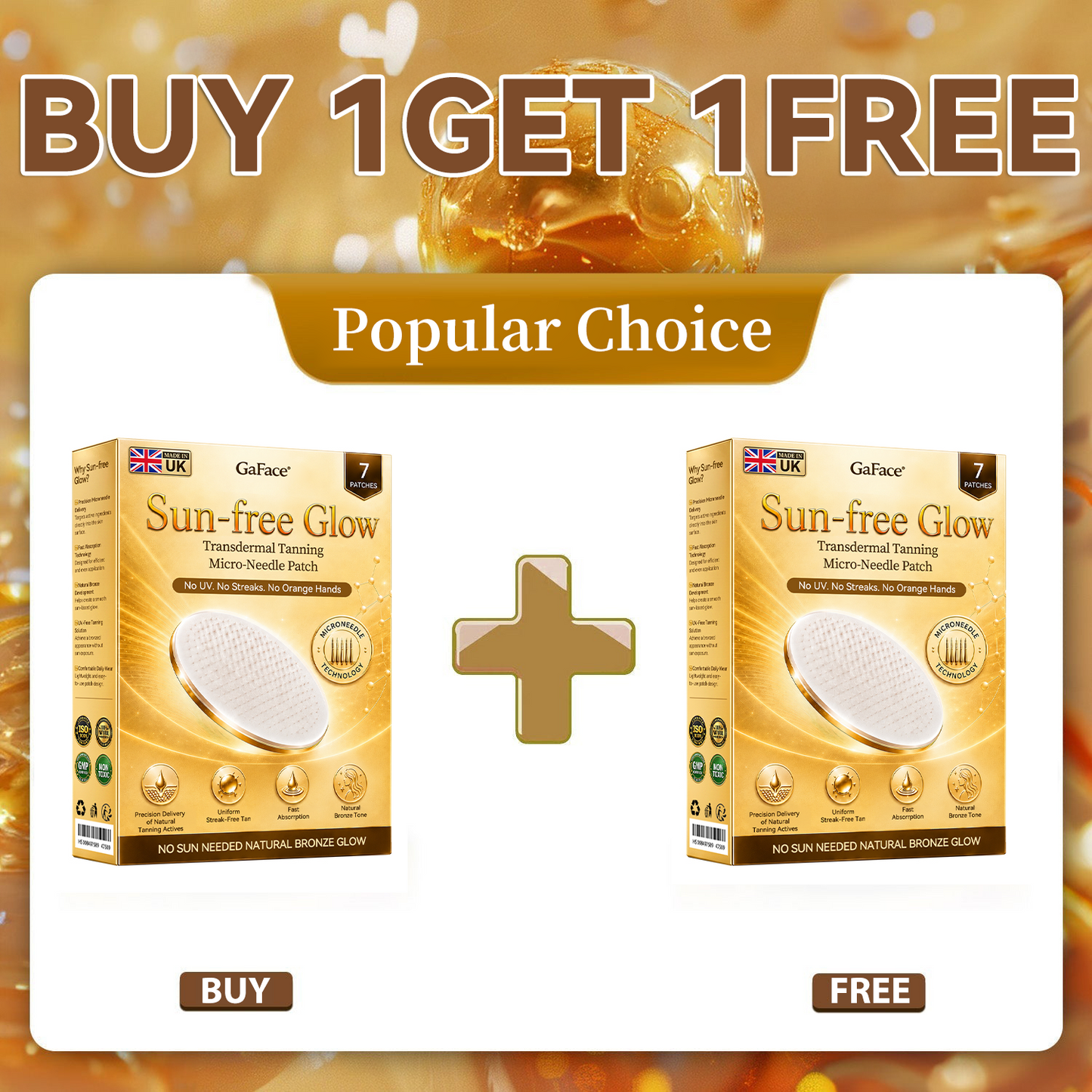𝑮𝒂𝒇𝒂𝒄𝒆® Sunless Natural Glow Transdermal Tanning Micro-Needle Patch