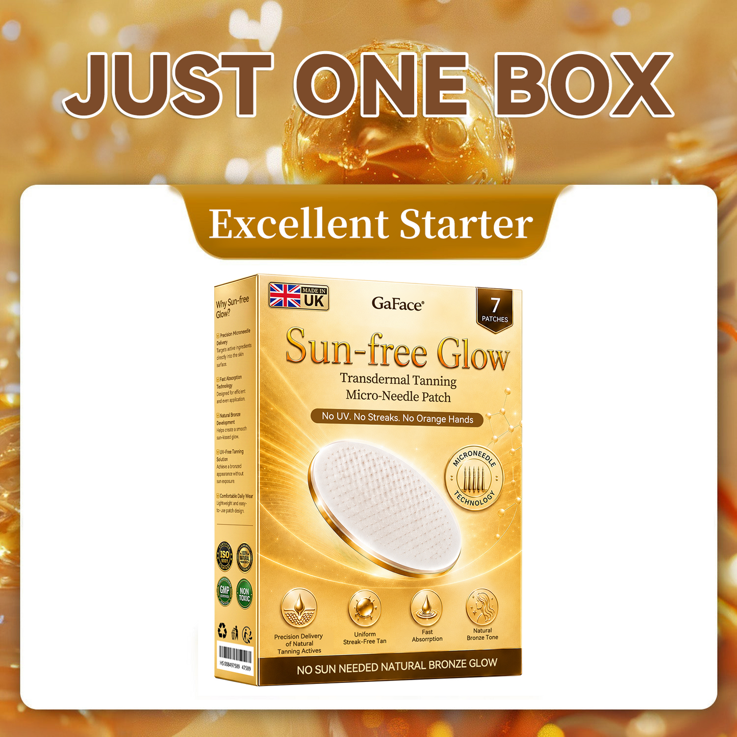 𝑮𝒂𝒇𝒂𝒄𝒆® Sunless Natural Glow Transdermal Tanning Micro-Needle Patch