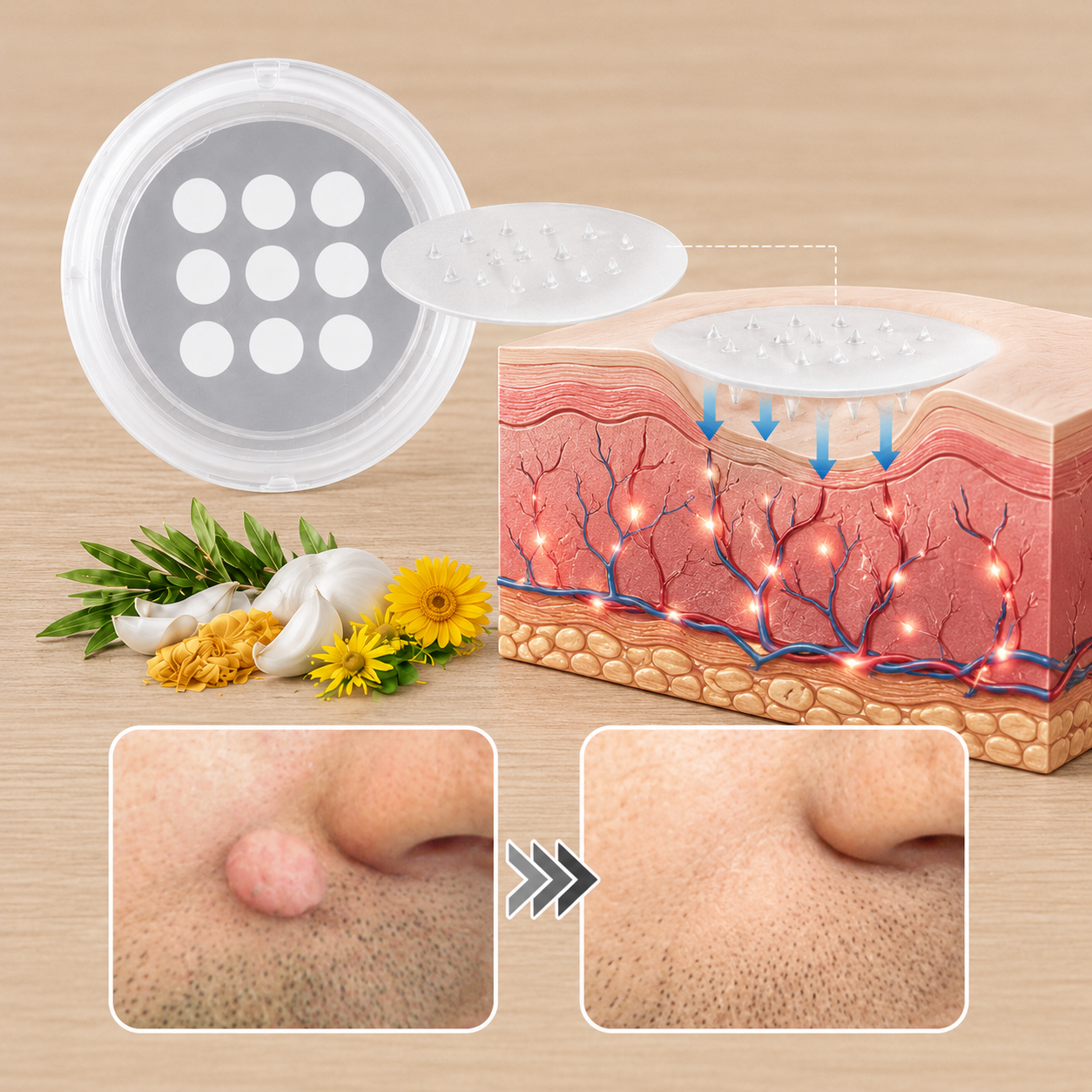 𝑮𝒂𝒇𝒂𝒄𝒆®2-in-1 Microneedle & Hydrocolloid Patch🍀| Removes Raised Moles, Acne, Flat Warts & Skin Tags | Helps Improve Wrinkles, Scars & Blemishes | Invisible Patches for Face & Body